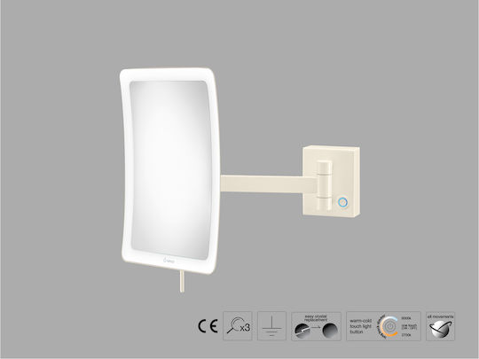 Sanco Oglindă De Baie Rectangulară Cu Mărire Led Din Metal Cu Lungime 103cm Maro