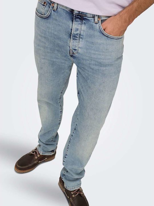 Ανδρικό Παντελόνι Τζιν με Relaxed Tapered Εφαρμογή Μπλε