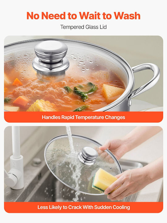 Vevor Βαθιά Ανοξείδωτη Κατσαρόλα Ατμού 11.4lt / 11.02cm