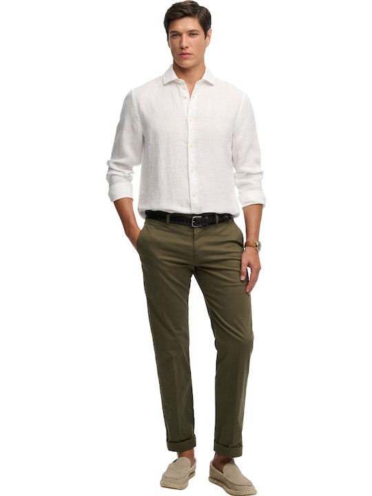 Long Sleeve Linen Shirt in Regular Fit White