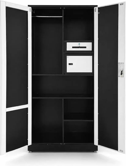 Doppeltür Kleiderschrank mit Spiegel Schwarz 200x90x50cm