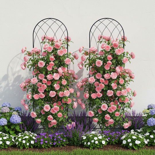 Relaxdays 2x Rose Trellis Black 140x1x38 Cm