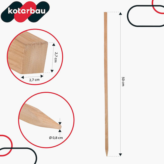 Kotarbau Holzpflanzenspieße Tomaten Gemüse Gartenstützen Bäume Sträucher 50 Cm Set 25 Stück