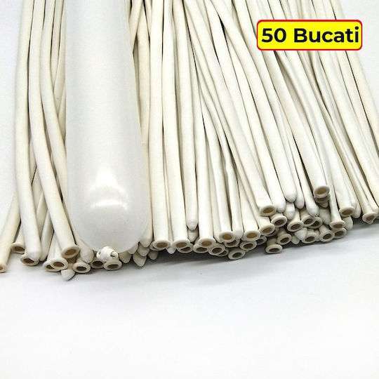 Compoziție Cu 50 Baloane Albe Cu LED 30cm