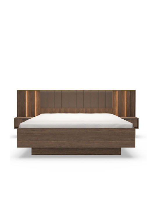 LH Home Furniture Σετ Schlafzimmermöbel-Kammer Walnuss 160x200cm 3 Stück