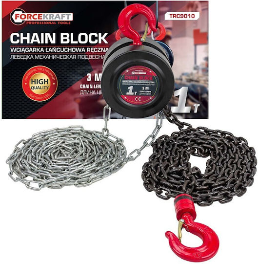 Forcekraft Strong Hand Chain Winch 1 Ton Capacity 3m Chain