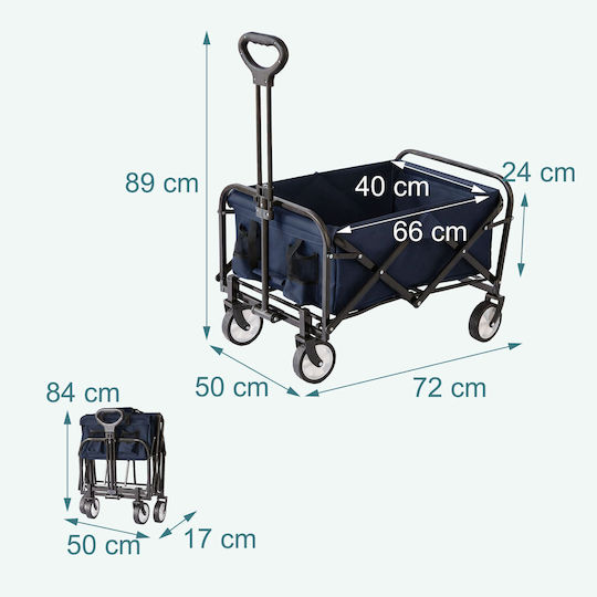 Relaxdays Folding Trolley White Dark Blue/black 89x72x50 Cm
