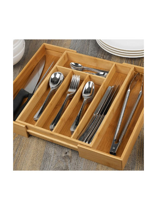 Opening Wooden Drawer Cutlery Tray 35.5x30.5x4.5cm Brown