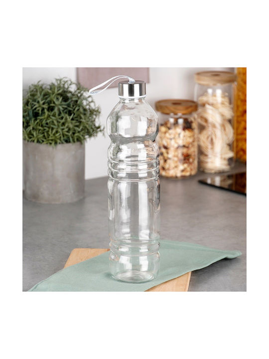 Orion Glass Water Bottle With Screw Lid Transparent 1000ml
