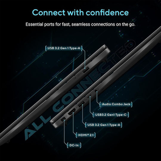 Asus V16 16" FHD+ 144Hz (Core 7-240H/16GB/512GB SSD/GeForce RTX 5060/W11 Home) Matte Black (US Keyboard)