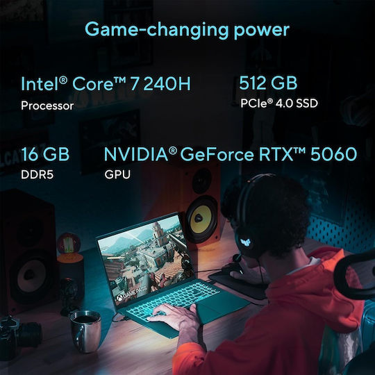 Asus V16 16" FHD+ 144Hz (Core 7-240H/16GB/512GB SSD/GeForce RTX 5060/W11 Home) Matte Black (US Keyboard)