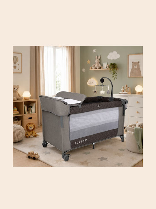 Fun Baby Playpen 2 Levels With Changing Table & Gray Mattress 62x125cm