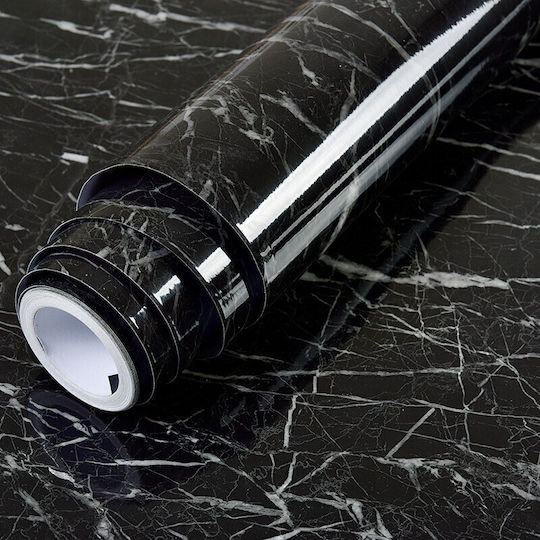 Self-adhesive Kitchen Wallpaper Flippy Marble Effect Roll Self-adhesive Film 40cmx100cm Black