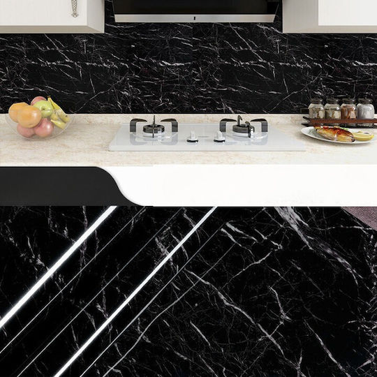 Self-adhesive Kitchen Wallpaper Flippy Marble Effect Roll Self-adhesive Film 40cmx100cm Black