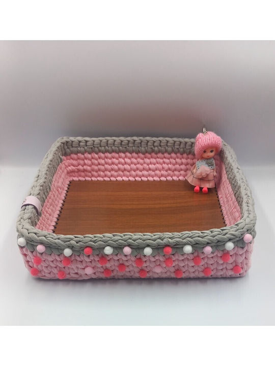 Aristourgimata Детска Кошница За Съхранение От Дърво Розова 30x30cm