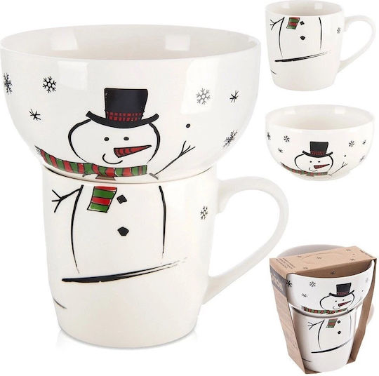 Orion Set Christmas Porcelain Cups Snowmen 530ml 2 Pieces