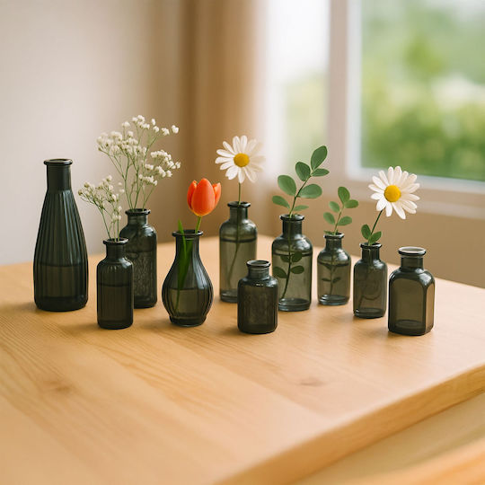 Relaxdays Relaxdays Dekorative Glasvasen Schwarz 10 Stück