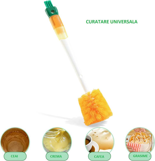 Perie De Curățare 5 În 1 Pentru Pahare Din Sticlă Sticle Perie Flippy Cu Mâner Lung Accesorii Curățare Paie Capace Ușor De Agățat 36x7x7cm Portocaliu-alb