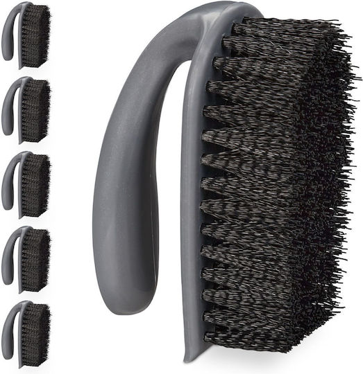 Relaxdays Set 6 Cleaning Brushes Black Grey 13x8.5x6.5 Cm