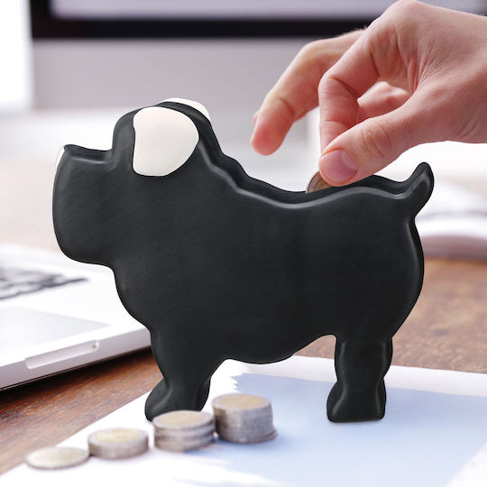 Pușculiță Ceramică Copii Relaxdays Design Câine Alb Negru 17x20x8.5 Cm Creta Inclusă