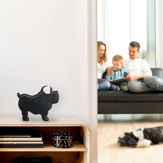Pușculiță Ceramică Copii Relaxdays Design Câine Alb Negru 17x20x8.5 Cm Creta Inclusă