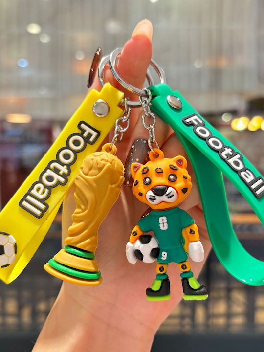 Schlüsselanhänger Flippy Leopard Muster Fußball Maskottchen Weltmeisterschaft Zubehör Schlüssel Rucksack Weiches Gummi 26 G 6,2 x 3,4 cm Grün