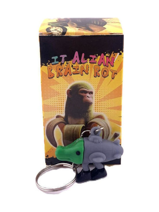 Silicone Schlüsselanhänger Flippy Brainrot Bombardiro Krokodil Figur 4 Cm Grau Grün