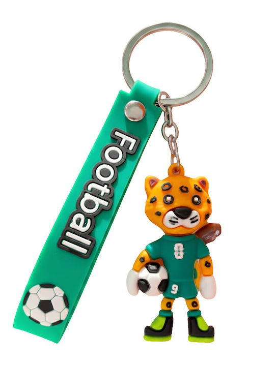 Schlüsselanhänger Flippy Leopard Muster Fußball Maskottchen Weltmeisterschaft Zubehör Schlüssel Rucksack Weiches Gummi 26 G 6,2 x 3,4 cm Grün