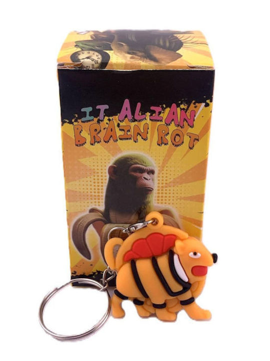 Silicone Keychain Flippy Brainrot Burbaloni Luliloli Figurine 3.5 Cm Orange