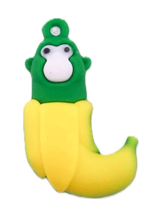 Silicone Schlüsselanhänger Flippy Brainrot Cimpanzini Bananini Figur mit LED 4 cm Gelb Grün