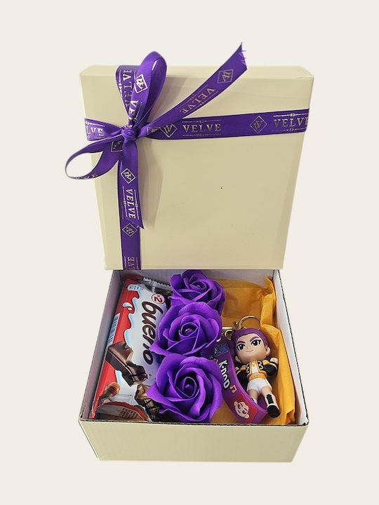 Joy Box K-pop Set Pentru Copii Violet Breloc Figurină Stea 3 Trandafiri De Săpun Violet Kinder Bueno