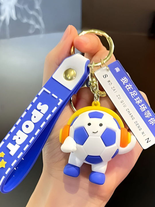Breloc Flippy Model Mingea De Fotbal Căști Mesaj "Te Aștept Pe Terenul De Fotbal" Accesoriu Cupa Mondială Chei Rucsac Material Acrilic 50 G Albastru Închis