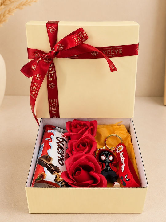 Joy Box Spider-man Set Figurine Breloc Copii 3 Trandafiri Roșii Săpun Kinder Bueno