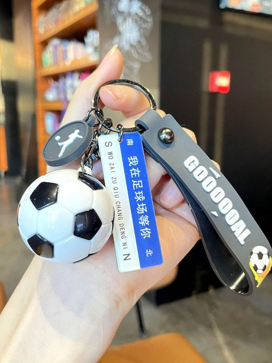 Breloc Flippy Model Minge De Fotbal Mesaj "Te Aștept Pe Terenul De Fotbal" Accesoriu Cupa Mondială Chei Rucsac Material Acrilic 50 G Alb Negru