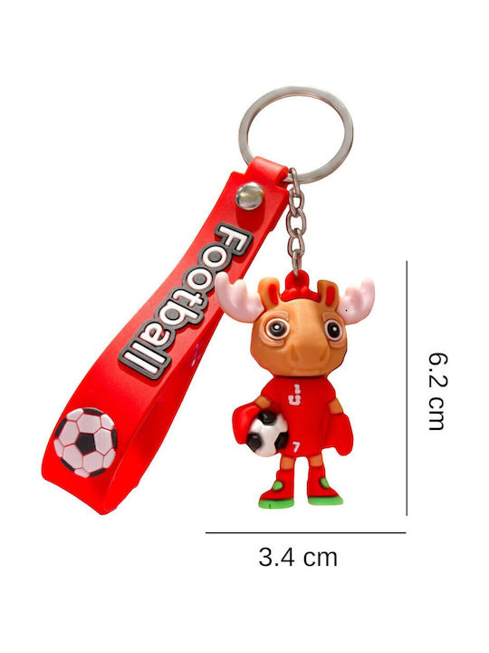 Breloc Flippy Cerb Model Mascotă Fotbal Cupa Mondială Accesoriu Chei Rucsac Cauciuc Moale 26 G 6.2 X 3.4 Cm Roșu