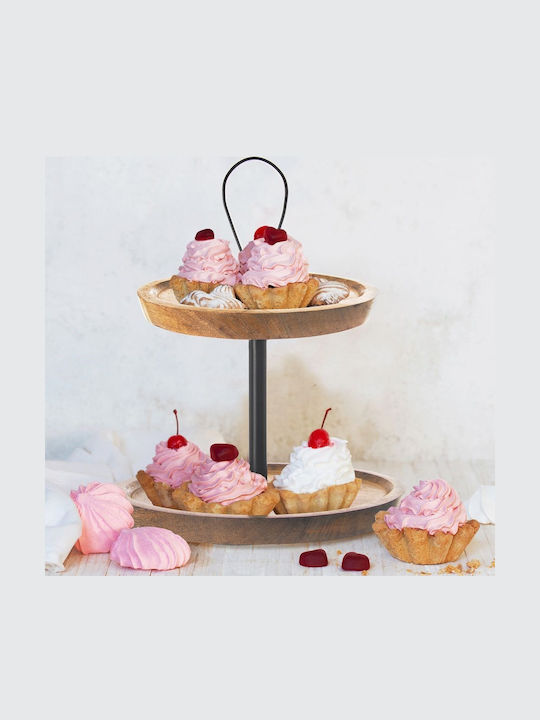 Orion Wooden 2 Tier Tiered Appetizer Stand Black