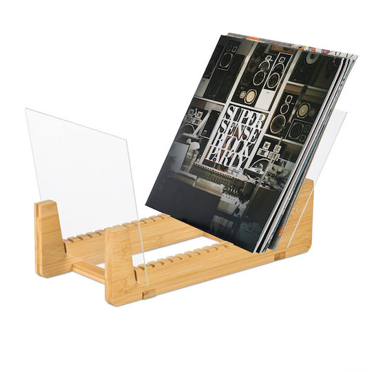 Suport Pentru Discuri de Vinil 50 Lp-uri Maro Deschis Transparent 21x19x37,5 Cm