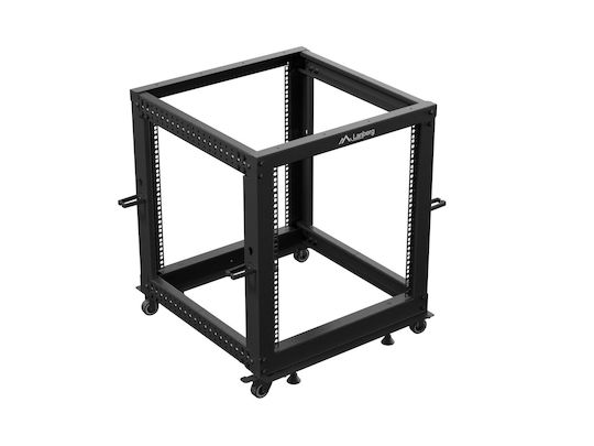Lanberg Offener Rack 19″ 12u Verstellbare Tiefe 600-1000mm Schwarz