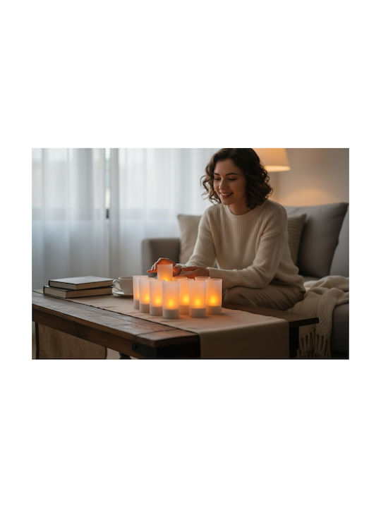 Decorative Lamp Charging Base & LED Warm White Candle 12pcs 28.5x9.5cm