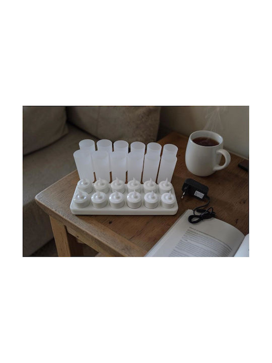 Decorative Lamp Charging Base & LED Warm White Candle 12pcs 28.5x9.5cm