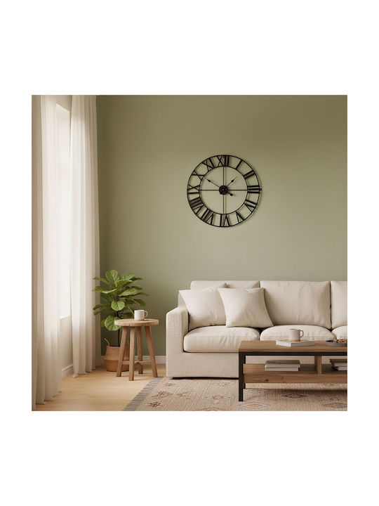 Relaxdays Ρολόι Τοίχου Μαύρο Ø60cm