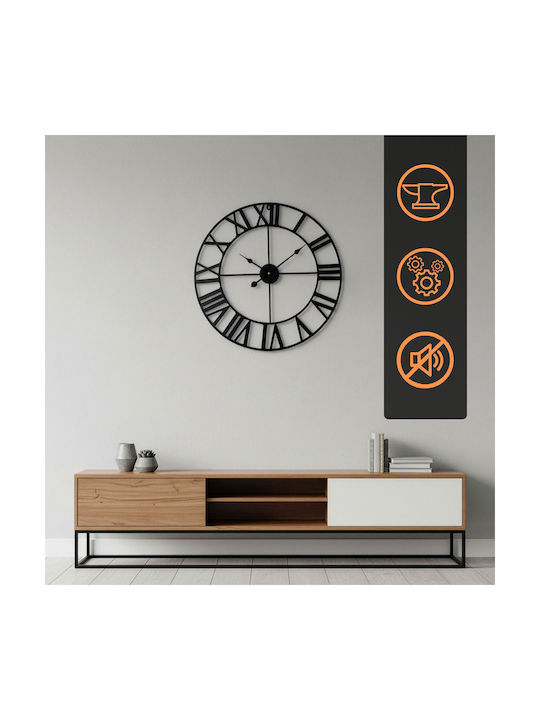 Relaxdays Ρολόι Τοίχου Μαύρο Ø60cm