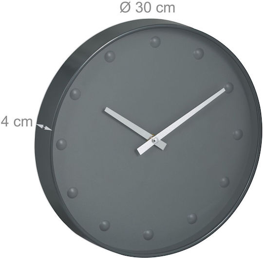 Relaxdays Wanduhr Grau Ø30cm
