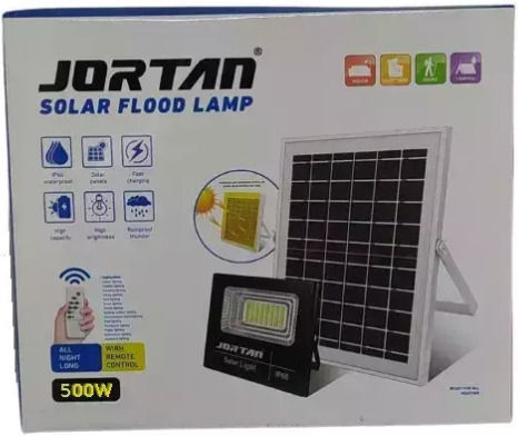 Jortan Ηλιακό Φωτιστικό 500W Ψυχρό Λευκό 6500K με Φωτοκύτταρο και Τηλεχειριστήριο IP66