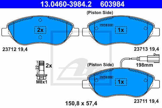Brake Pads Alfa Romeo Mito 955 Ate 13046039842