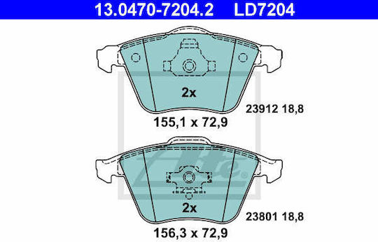 Спирачни накладки за Ford Focus II Da Ate 13047072042