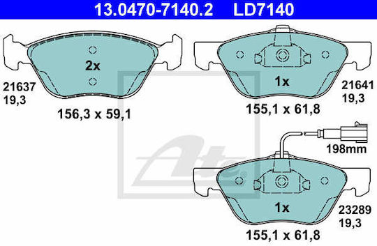 Brake Pads Alfa Romeo 147 937 Ate 13047071402