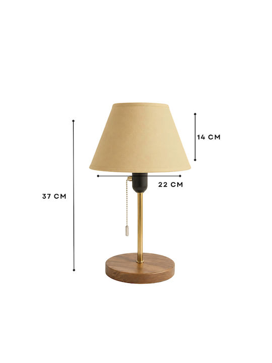 SteweHome Wooden Table Lamp for E27 Socket with Brown Shade and Base