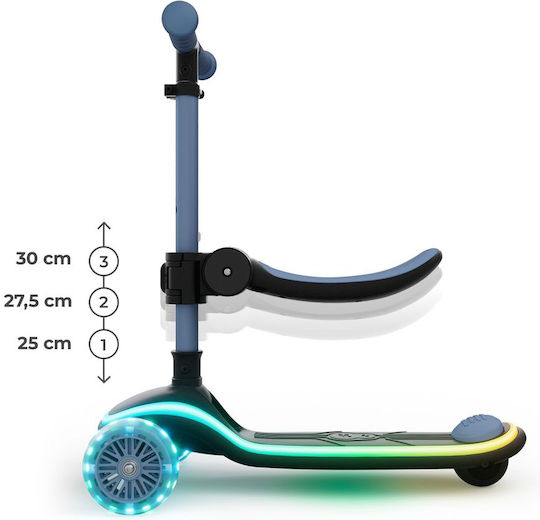 Kinderkraft Kids Scooter Foldable 3-Wheel with Seat Blue