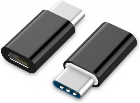 Adaptor Micro USB Feminin La Type-C Masculin Cu Agățătoare Pentru Chei Inclusă Negru